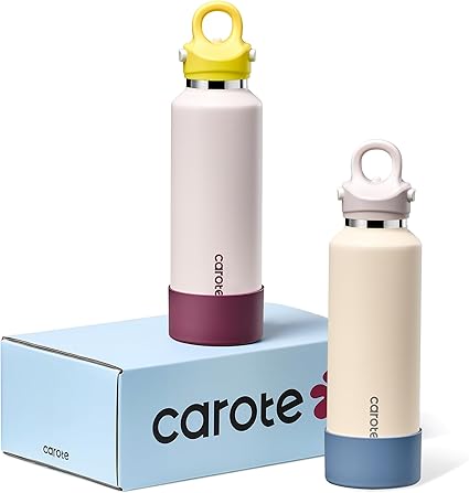 זוג בקבוקי שתייה תרמיים לשתייה קרה/ חמה CAROTE מנירוסטה מבודדת 20oz