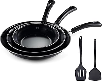 🍳 סט 3 מחבתות נון סטיק עם 2 מרית סיליקון hunnycook 🍳