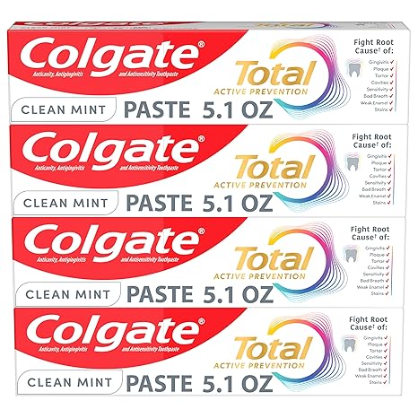 מארז של 4 משחות שיניים אנטי-בקטריאליות Colgate Total Active Prevention בטעם מנטה מרענן 150 מ"ל כל יחידה 🦷🌿