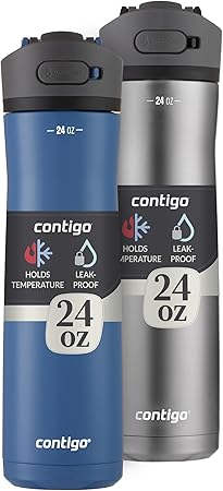 מארז זוג בקבוקי שתייה מבודדים קונטיגו 24oz Stainless Steel Contigo Ashland Chill 2.0
