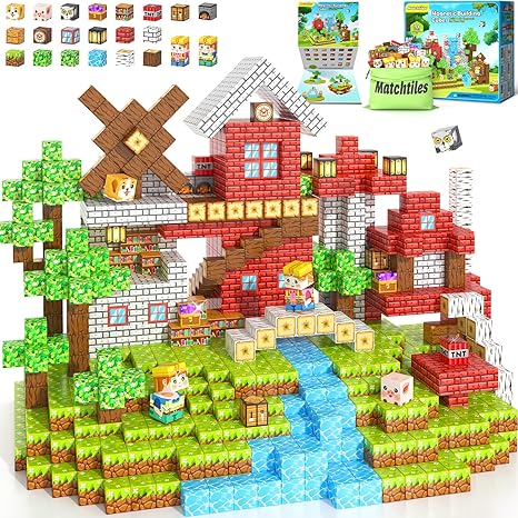 סט 100 קוביות מגנטיות בעיצוב יער Build Mine Magnet World Set Magnetic Blocks Forest Set
