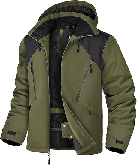 מעיל סקי לגברים GEMYSE NSX3007men נגד מים עם כובע, בידוד תרמי וריבוי כיסים