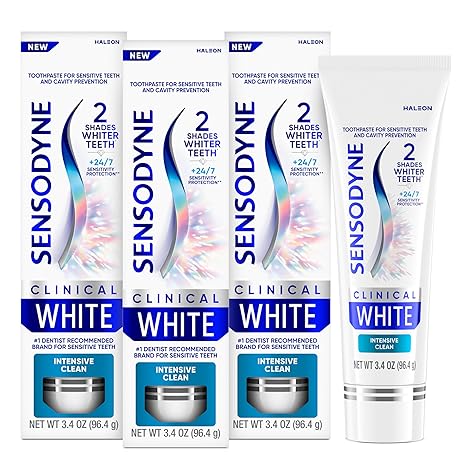מארז של 3 משחות שיניים להלבנה עדינה Sensodyne Clinical White Intensive Clean ( 100 מ"ל כל אחת ) 🦷✨