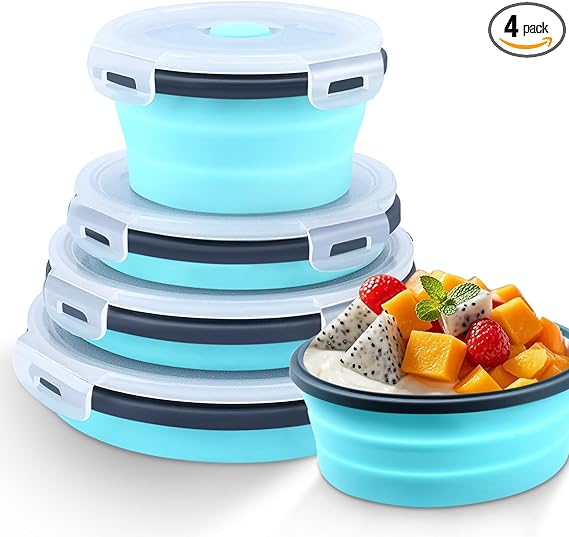 🍱 סט קופסאות אוכל מסיליקון מתקפלות עם מכסה וונטיל SWIHORAB –