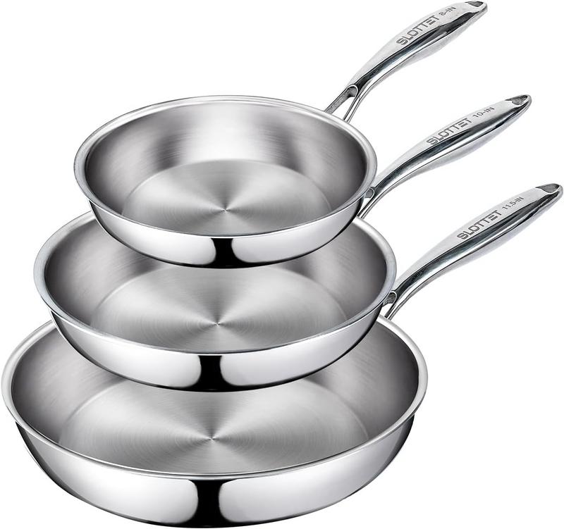 סט 3 מחבתות נירוסטה איכותית 3 שכבות SLOTTET