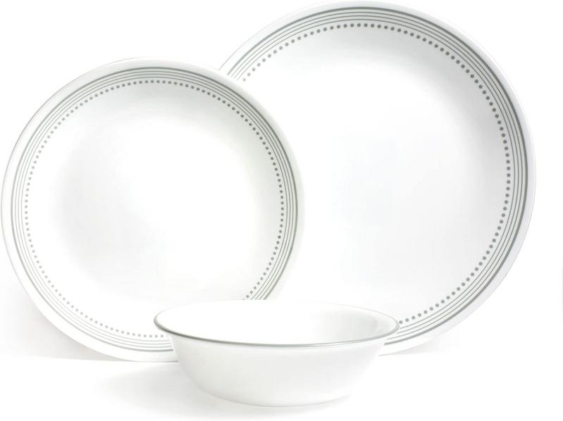 סט אוכל זכוכית חזק וקומפקטי Corelle Mystic Grey (12 חלקים)
