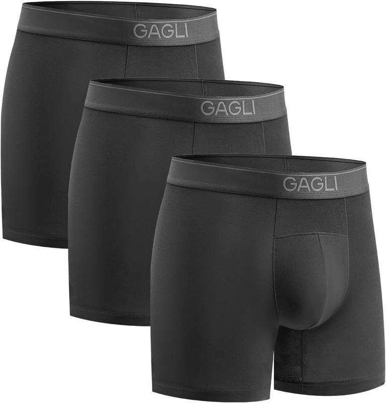 מארז של 3 תחתוני בוקסר מבד מודל לגברים, Modal Boxer Briefs נושמים במיוחד