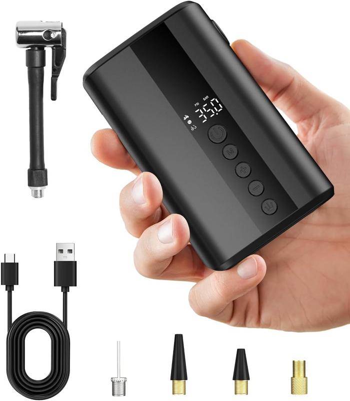 משאבת אוויר נטענת וניידת עם מד לחץ דיגיטלי Yearntour