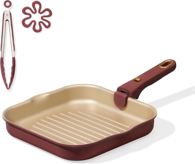 מחבת גריל 10 אינץ' מצופה טיטניום עם ידית נשלפת CAROTE