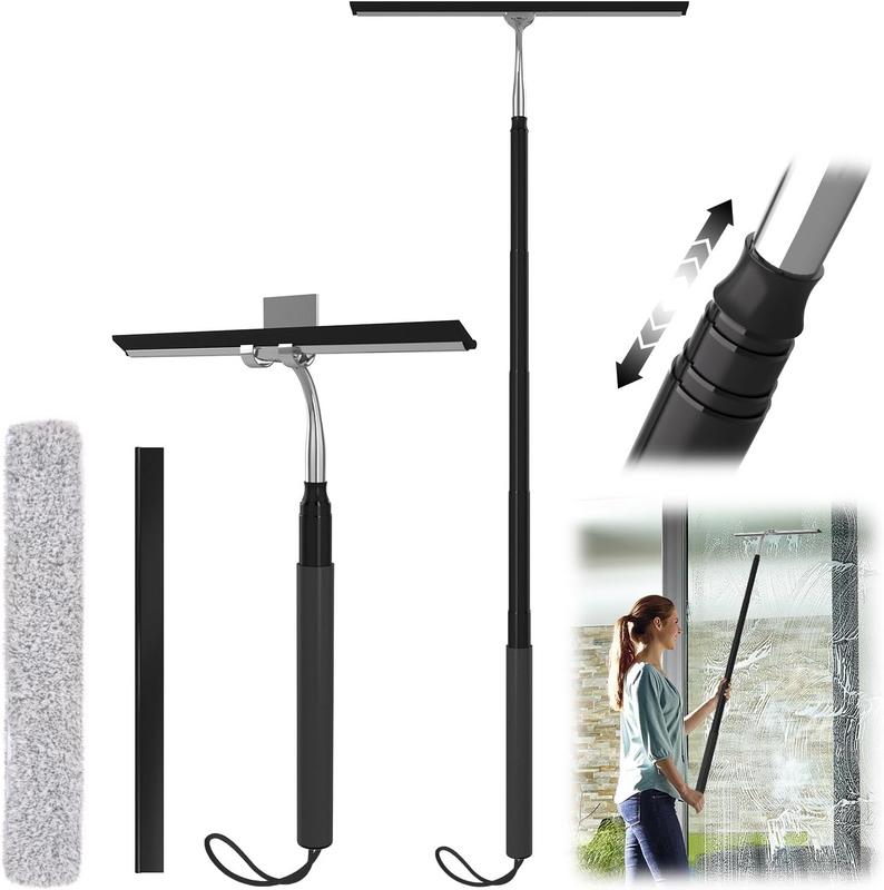 מגב טלסקופי לחלונות ודלתות זכוכית עם ידית נשלפת באורך 38-129 ס"מ Rakovar