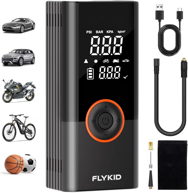 מדחס אוויר נייד גדול FLYKID 150PSI למשאבת גלגלים דיגיטלית