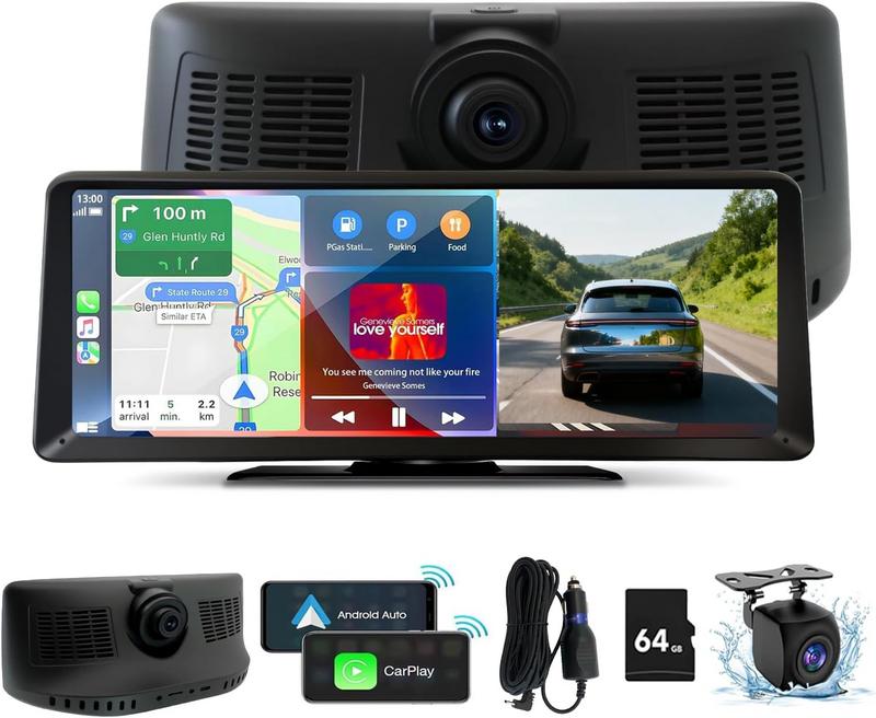 מסך מולטימדיה חכם 8.1 אינץ' לרכב עם CarPlay ו-Android Auto כולל מצלמת דרך 2K ומצלמת רוורס 1080P