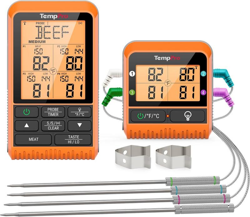 מדחום בשר דיגיטלי אלחוטי לגריל TempPro TP829, טווח 300 מטר
