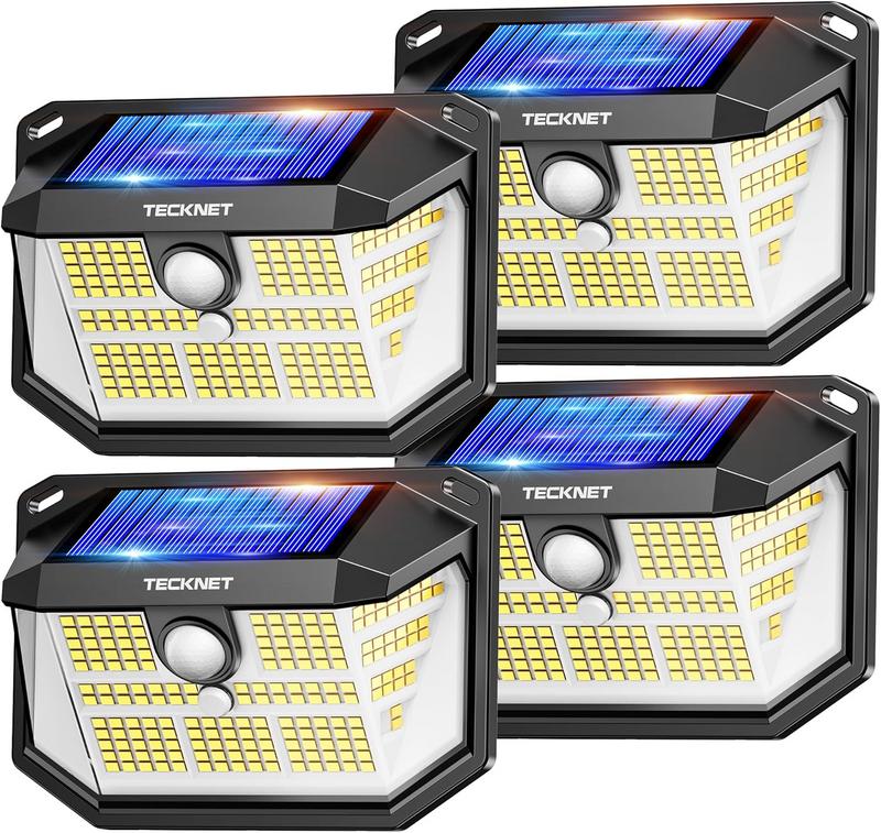 סט של 4 פנסי קיר סולאריים חכמים TECKNET 231 LED לתאורה והגנה חיצונית