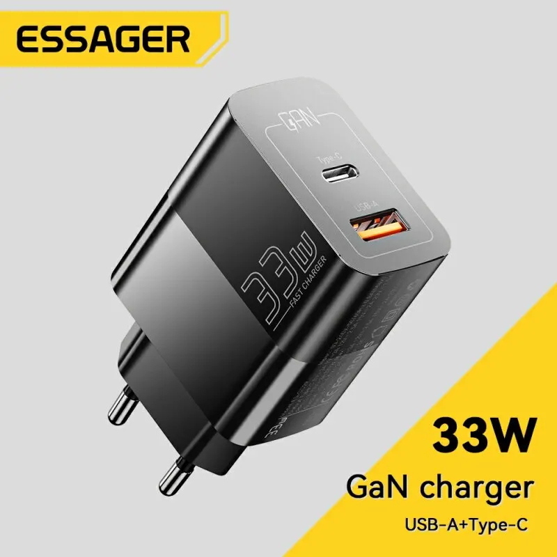 מטען Essager USB Type C מהיר 33W בטכנולוגיית GaN