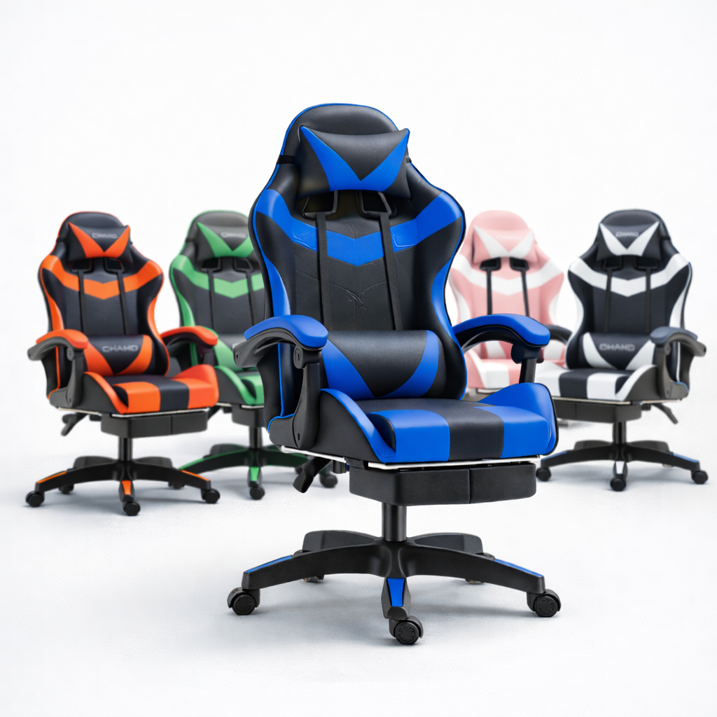 כיסא גיימרים אורתופדי עם הדום נשלף – Swiss Trends Gaming Chair