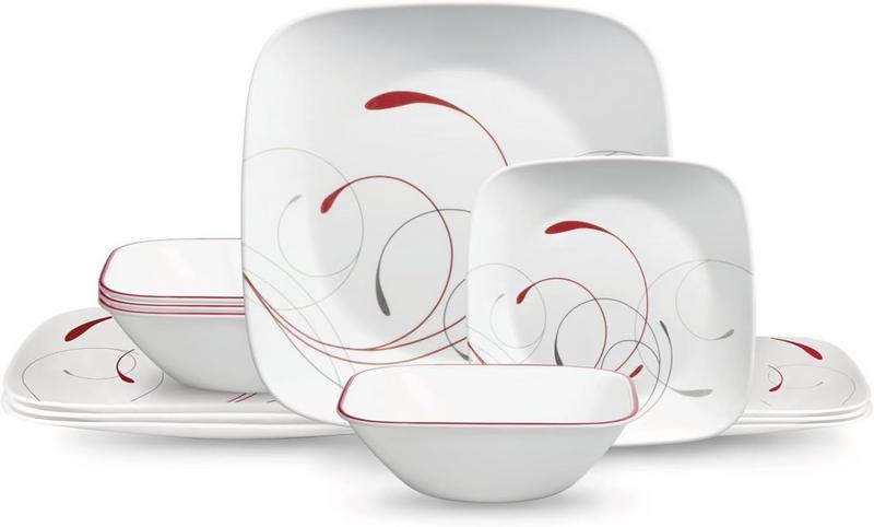 סט כלי אוכל מרובע 12 חלקים Corelle Square Splendor ל-4 סועדים