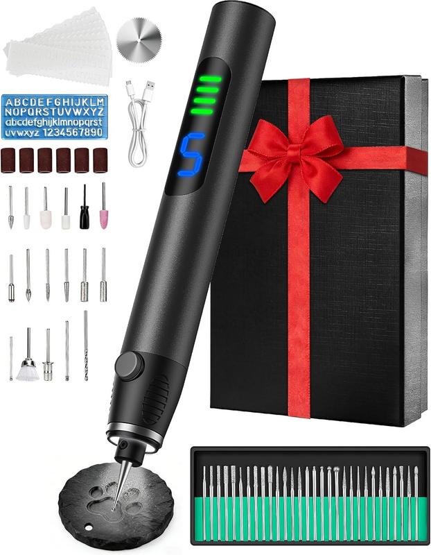 עט חריטה חשמלי נטען עם 5 מהירויות ו-63 ראשי חריטה