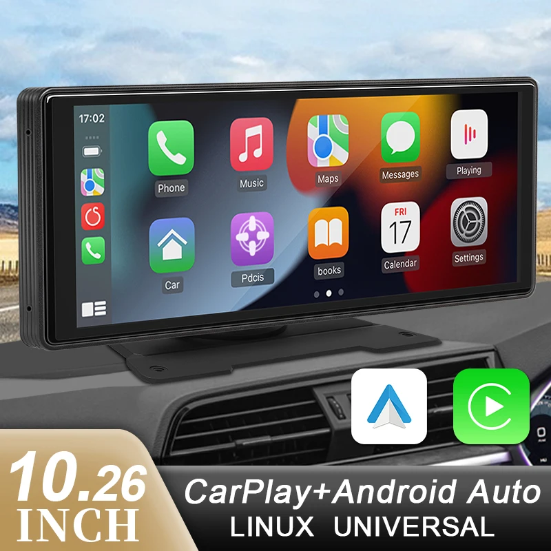 מסך מולטימדיה לרכב 10.26 אינץ' עם CarPlay ו-Android Auto אלחוטי