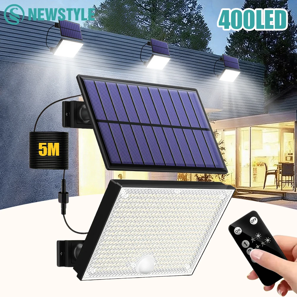 תאורת קיר סולארית חיצונית עם חיישן תנועה 400 לדים