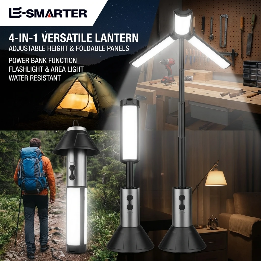 פנס מתקפל נטען טלסקופי עם תאורת LED 360° מבית Esmarter