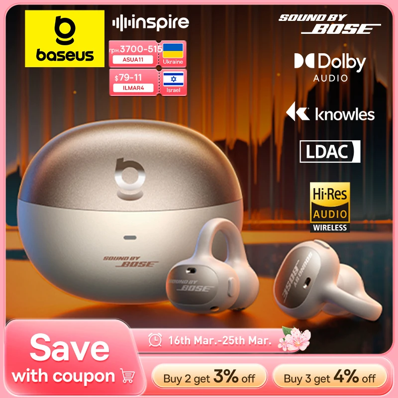 אוזניות אלחוטיות קליפס על האוזן Baseus Inspire XC1 Bluetooth 6.1