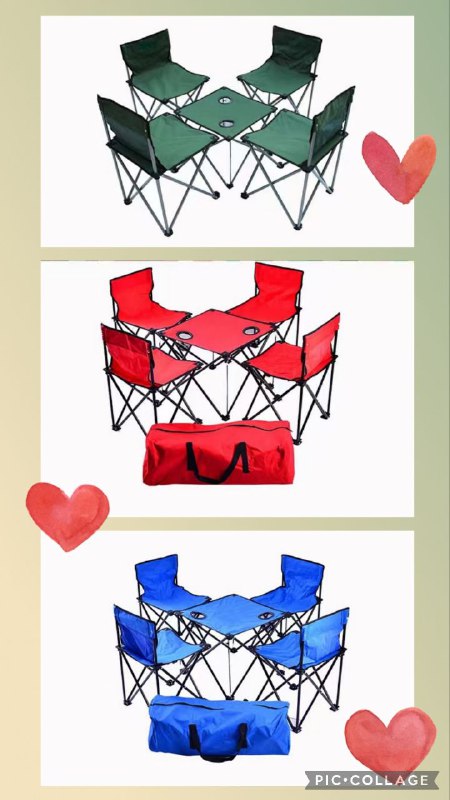 סט ישיבה קמפינג מתקפל עם 4 כסאות ושולחן דגם באלי Swiss Sky Bali