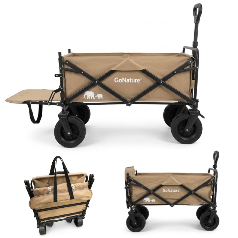 עגלת קמפינג מתקפלת GoNature TrailMate Expand גלגלים רחבים וחזית נפתחת