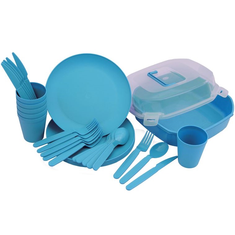 סט כלי אוכל רב פעמי לפיקניק ל-6 אנשים Guro טורקיז/ ירוק