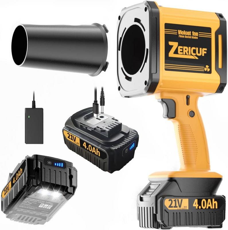 מפוח עלים חשמלי נטען Zericuf 21V עם 2 סוללות 4.0Ah ומטען