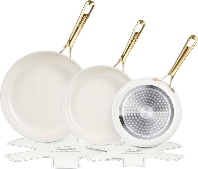 סט מחבתות קרמיות 5 חלקים עם ידית נירוסטה Chef Power