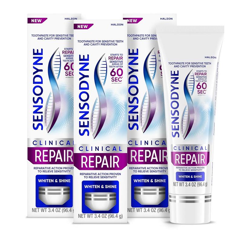 משחת שיניים לטיפול ברגישות ולהלבנה Sensodyne Clinical Repair Whiten & Shine (שלישייה, 3.4 oz כל אחת)