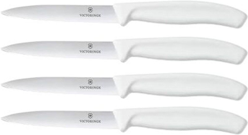 סט סכינים רב־שימושיות למטבח Victorinox Swiss Classic (4 יח׳, 10 ס״מ, ידית לבנה)