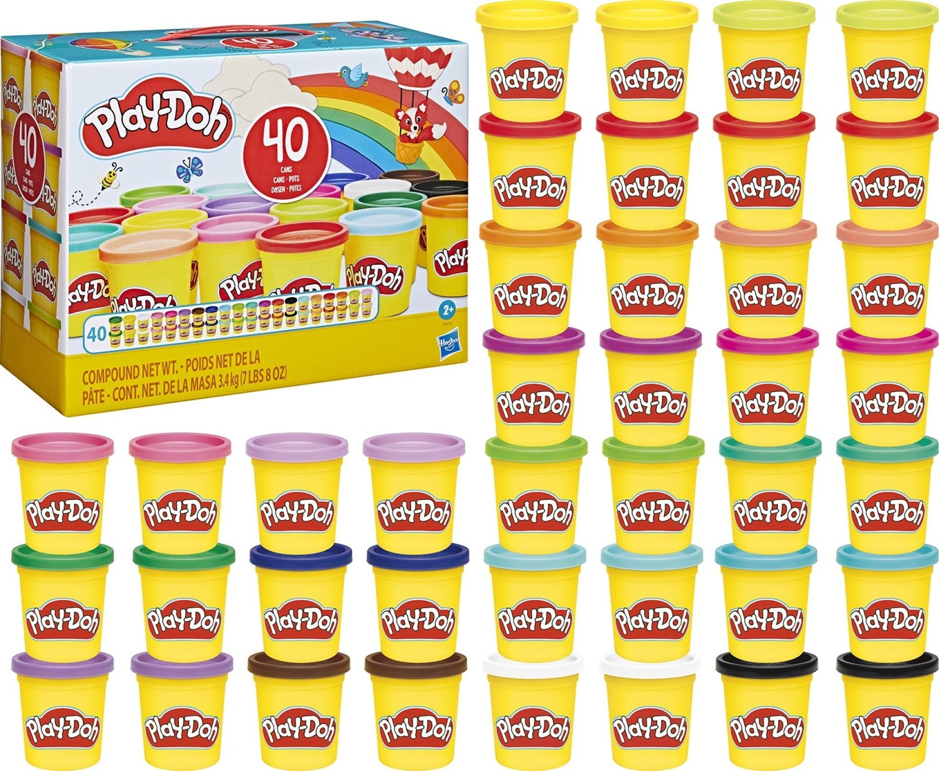 בצק משחק פליידו מארז ענק 40 קופסאות Hasbro Play-Doh משקל כולל 3.4 ק"ג