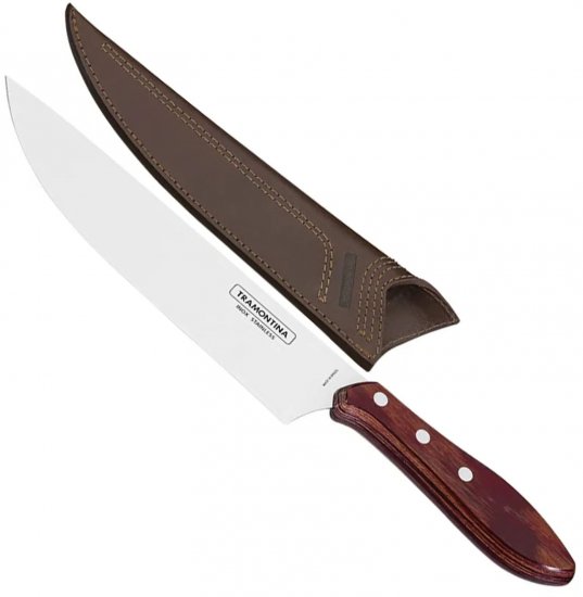 סכין שף באורך 20 ס"מ עם ידית Polywood + נדן Tramontina Chianti