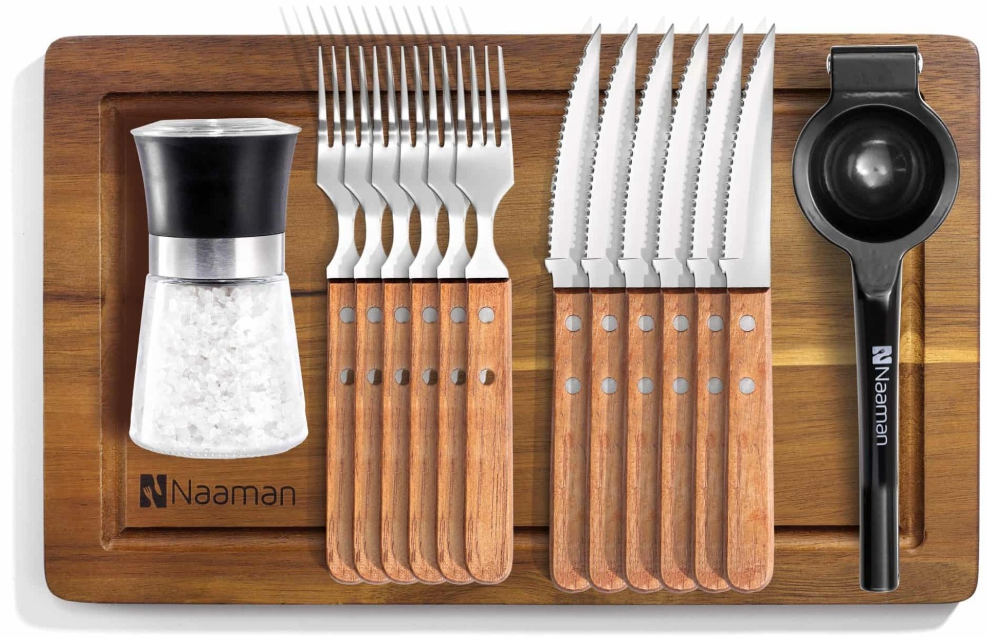 סט ברביקיו מקצועי 15 חלקים Naaman כולל קרש, סכינים, מזלגות ואביזרים