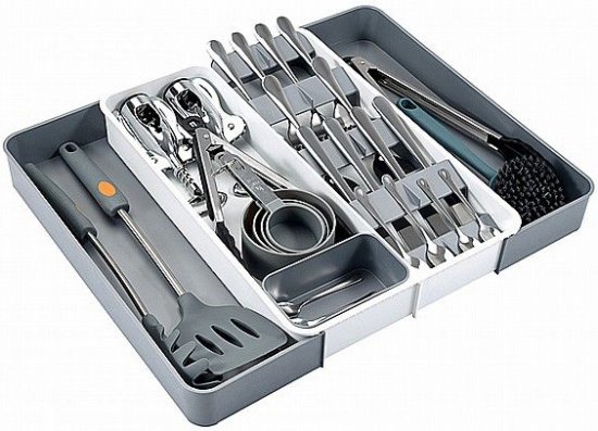 ארגונית מתכווננת לסכו"ם מבית Bpatent בצבע לבן/אפור