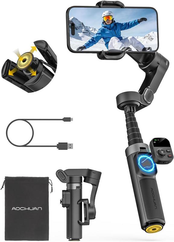 גימבל מייצב מצלמה לסמארטפון AOCHUAN Smart X3 עם סיבוב 360°
