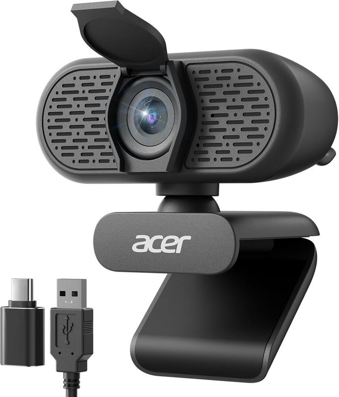 מצלמת רשת איכותית למחשב Acer 1080p עם מיקרופונים לסינון רעשים