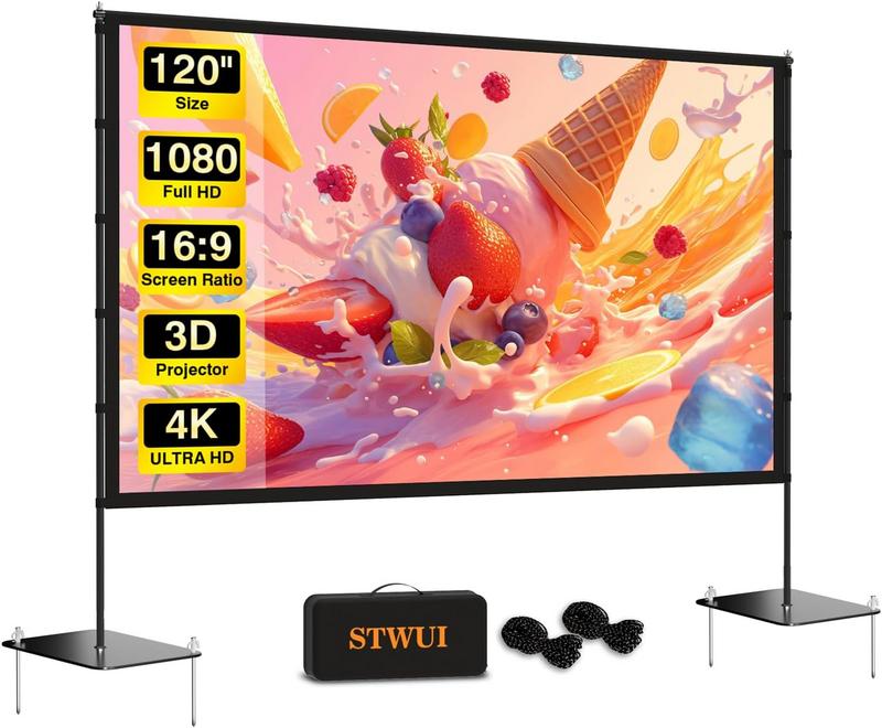 מסך הקרנה נייד STWUI 120 אינץ׳ עם מעמד