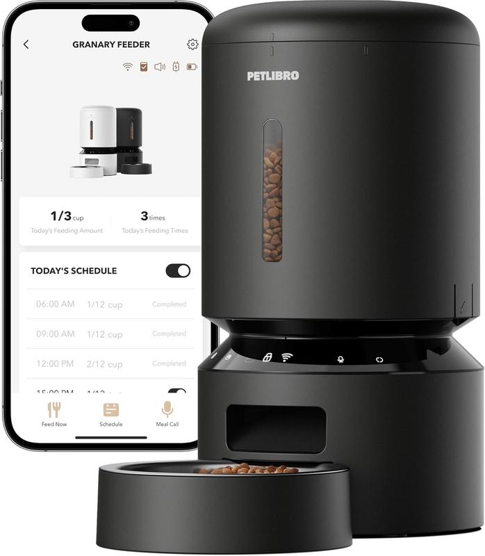 מתקן מזון אוטומטי לחיות מחמד PETLIBRO Granary Black 5L עם WiFi מהיר ושימור טריות