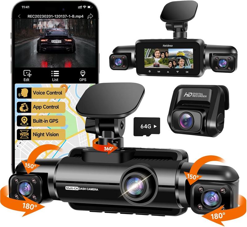 מצלמת רכב 360° עם הקלטה קדמית ואחורית Neideso N300