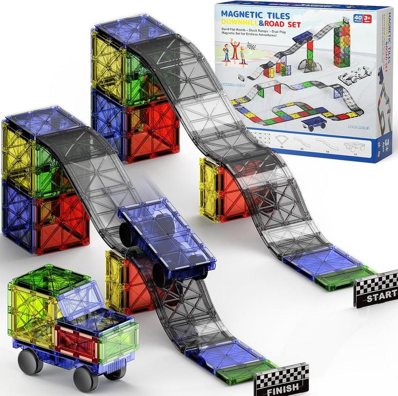 סט מסלול מירוץ מגנטי 2 ב-1 לילדים WMXDU (40 חלקים)