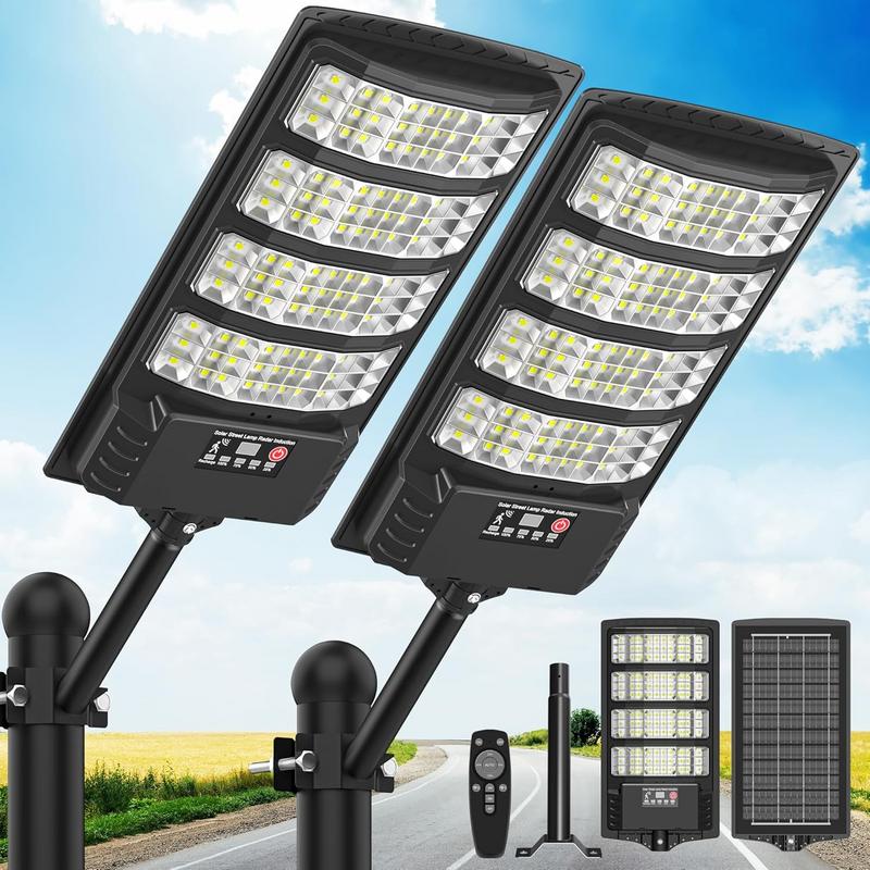 פנסי רחוב סולאריים חיצוניים עמידים במים Sunwish 6500K עם חיישן תנועה ושלט רחוק (זוג)