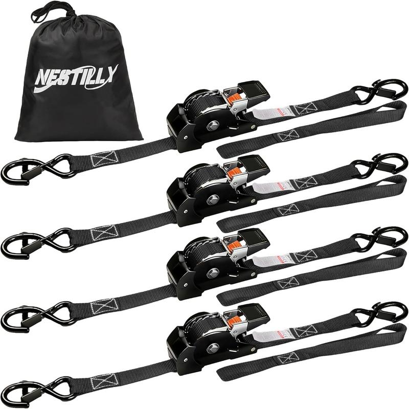מארז 4 רצועות קשירה ראצ'ט נגללות אוטומטית Nestilly באורך 3.05 מטר, עד 750 ק"ג
