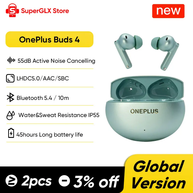 אוזניות אלחוטיות עם סינון רעשים אקטיבי OnePlus Buds 4 (גרסה גלובלית)