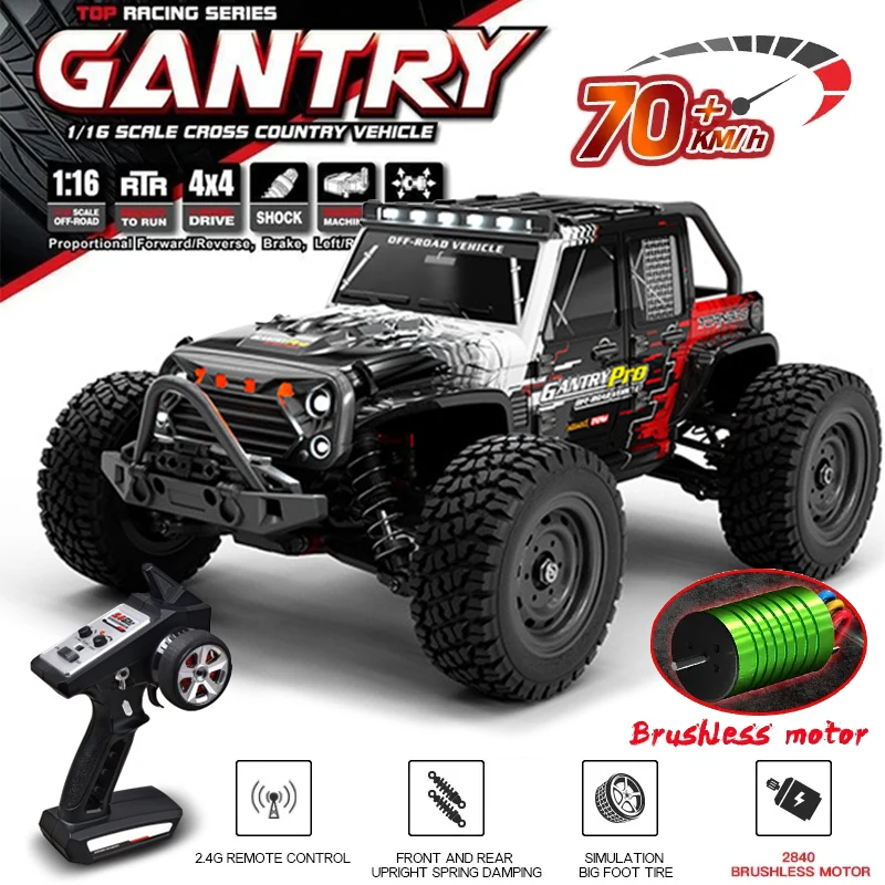 מכונית על שלט מקצועית 1:16 4X4 דגם 16103PRO – מכונית שטח מהירה במיוחד עם מנוע ללא פחמים ו-LED