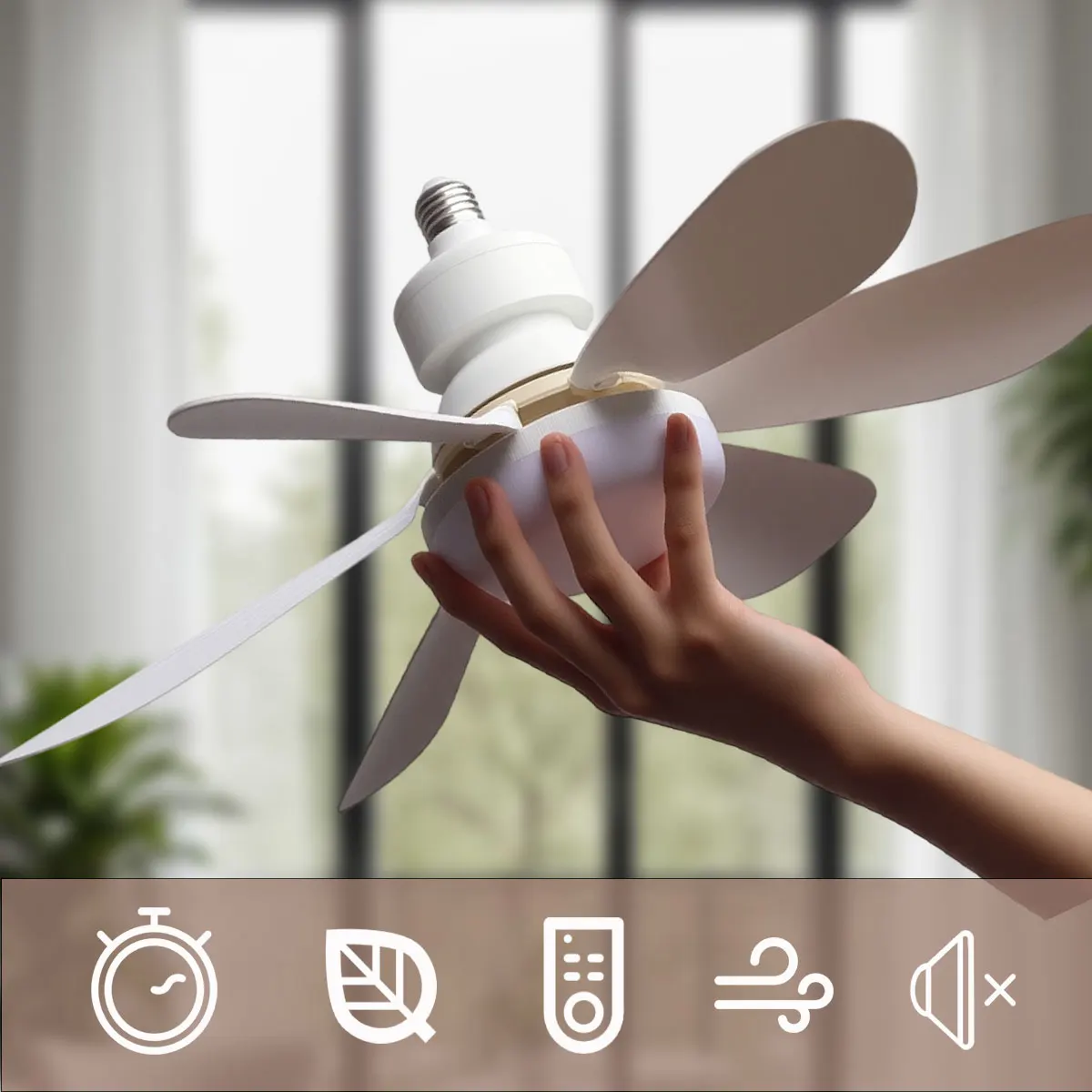 מנורת תקרה עם מאוורר LED 40W לחדרים, כולל שלט רחוק E27