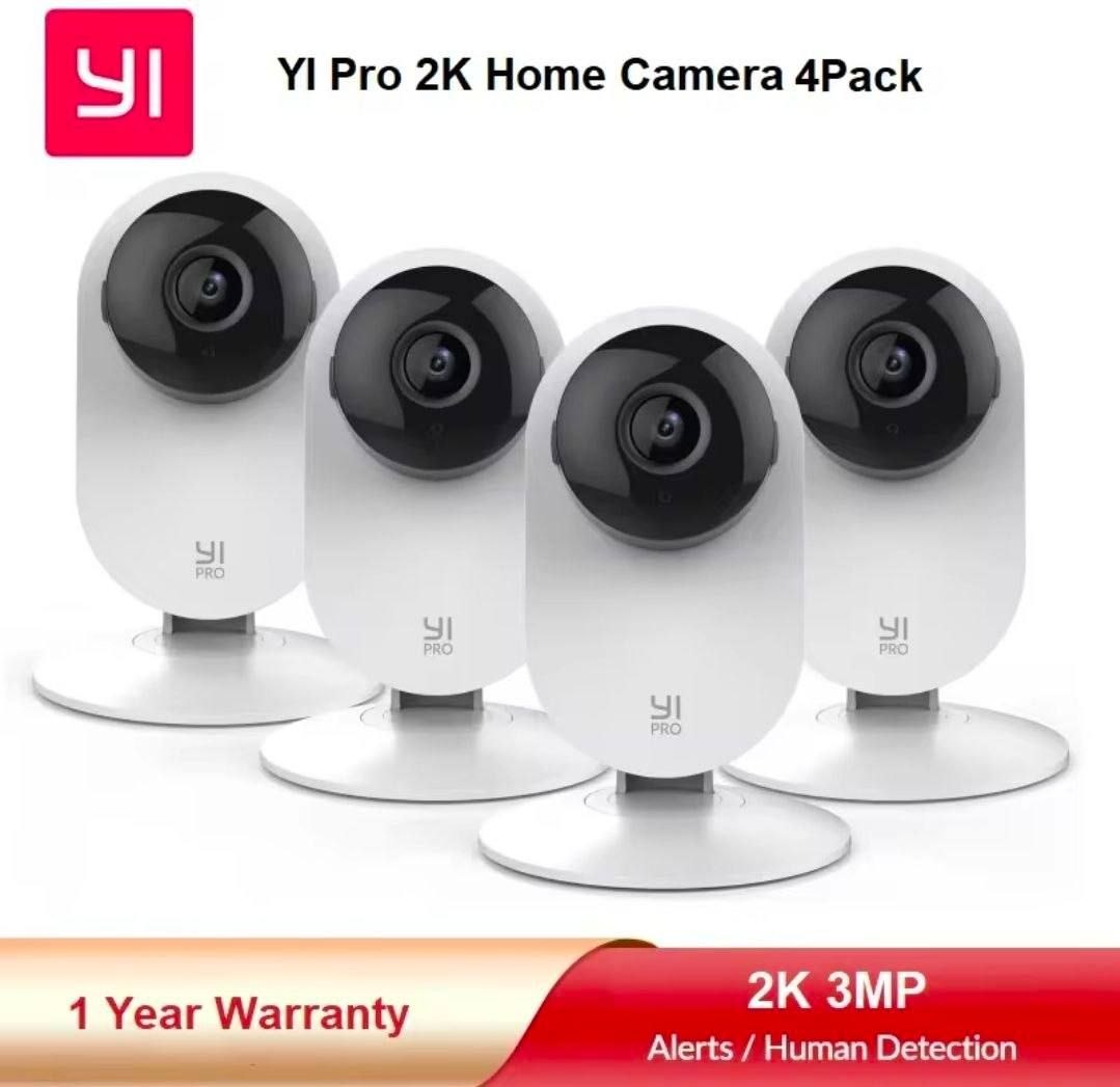 מארז 4 מצלמות אבטחה ביתיות YI Pro 2K 3MP עם ראיית לילה 📷🏠