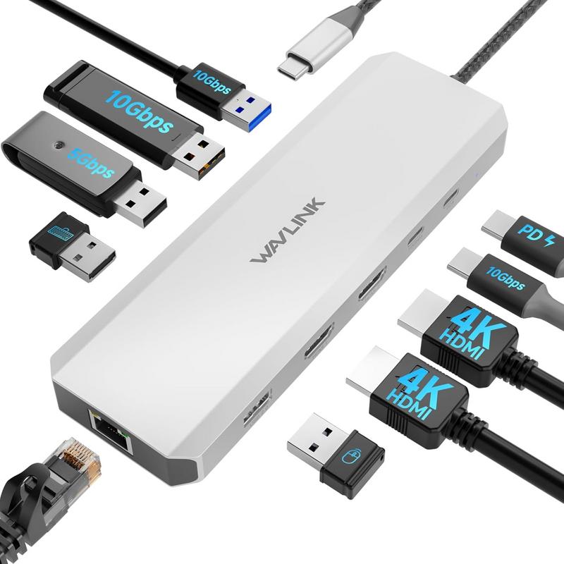 תחנת עגינה למחשב נייד WAVLINK 10Gbps עם שתי יציאות HDMI